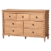 Baxton Studio Neviah 4-Piece Bedroom Set with 1-Drawer Nightstands, King, Beech Brown - Ekua-Beech/5702 Rattan-King 4PC Four Poster Bedroom Set