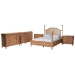 Baxton Studio Neviah 5-Piece Bedroom Set with 2-Drawer Nightstands, King, Beech Brown - MG0267-1-Beech/5702 Rattan-King 5PC Four Poster Bedroom Set
