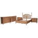 Baxton Studio Neviah 5-Piece Bedroom Set with 2-Drawer Nightstands, King, Beech Brown - MG0267-1-Beech/5702 Rattan-King 5PC Four Poster Bedroom Set