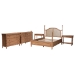 Baxton Studio Neviah 5-Piece Bedroom Set with 1-Drawer Nightstands, Queen, Beech Brown - Ekua-Beech/5702 Rattan-Queen 5PC Four Poster Bedroom Set