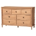 Baxton Studio Neviah 5-Piece Bedroom Set with 1-Drawer Nightstands, Queen, Beech Brown - Ekua-Beech/5702 Rattan-Queen 5PC Four Poster Bedroom Set