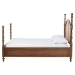 Baxton Studio Neviah Four Poster Bed with Woven Rattan Headboard, Queen, Walnut Brown - MG0267-1-Walnut/5702 Rattan-Queen-Four Poster Bed