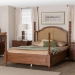Baxton Studio Neviah Four Poster Bed with Woven Rattan Headboard, Queen, Walnut Brown - MG0267-1-Walnut/5702 Rattan-Queen-Four Poster Bed
