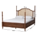 Baxton Studio Neviah Four Poster Bed with Woven Rattan Headboard, Queen, Walnut Brown - MG0267-1-Walnut/5702 Rattan-Queen-Four Poster Bed