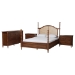 Baxton Studio Neviah 4-Piece Bedroom Set with 2-Drawer Nightstands, Queen, Walnut Brown - MG0267-1-Walnut/5702 Rattan-Queen 4PC Four Poster Bedroom Set