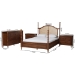 Baxton Studio Neviah 4-Piece Bedroom Set with 2-Drawer Nightstands, Queen, Walnut Brown - MG0267-1-Walnut/5702 Rattan-Queen 4PC Four Poster Bedroom Set