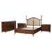 Baxton Studio Neviah 4-Piece Bedroom Set with 2-Drawer Nightstands, Queen, Walnut Brown - MG0267-1-Walnut/5702 Rattan-Queen 4PC Four Poster Bedroom Set