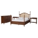 Baxton Studio Neviah 4-Piece Bedroom Set with 1-Drawer Nightstands, King, Walnut Brown - Ekua-Walnut/5702 Rattan-King 4PC Four Poster Bedroom Set