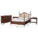 Baxton Studio Neviah 4-Piece Bedroom Set with 1-Drawer Nightstands, King, Walnut Brown - Ekua-Walnut/5702 Rattan-King 4PC Four Poster Bedroom Set