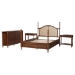 Baxton Studio Neviah 4-Piece Bedroom Set with 1-Drawer Nightstands, King, Walnut Brown - Ekua-Walnut/5702 Rattan-King 4PC Four Poster Bedroom Set