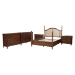 Baxton Studio Neviah 5-Piece Bedroom Set with 2-Drawer Nightstands, King, Walnut Brown - MG0267-1-Walnut/5702 Rattan-King 5PC Four Poster Bedroom Set