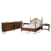 Baxton Studio Neviah 5-Piece Bedroom Set with 1-Drawer Nightstands, King, Walnut Brown - Ekua-Walnut/5702 Rattan-King 5PC Four Poster Bedroom Set