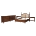 Baxton Studio Neviah 5-Piece Bedroom Set with 1-Drawer Nightstands, King, Walnut Brown - Ekua-Walnut/5702 Rattan-King 5PC Four Poster Bedroom Set