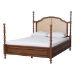 Baxton Studio Neviah 5-Piece Bedroom Set with 1-Drawer Nightstands, King, Walnut Brown - Ekua-Walnut/5702 Rattan-King 5PC Four Poster Bedroom Set