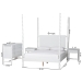 Baxton Studio Cherene 4-Piece Bedroom Set, White, Queen - MG0110-11-White-Queen 4PC Four Poster Bedroom Set