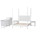 Baxton Studio Cherene 5-Piece Bedroom Set, White, Queen - MG0110-11-White-Queen 5PC Four Poster Bedroom Set