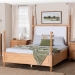 Baxton Studio Aleda Four Poster Bed with Upholstered Headboard, Queen, Beech Brown - MG0267-Beige/Beech-Queen-Four Poster Bed
