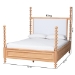 Baxton Studio Aleda Four Poster Bed with Upholstered Headboard, Queen, Beech Brown - MG0267-Beige/Beech-Queen-Four Poster Bed