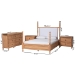 Baxton Studio Aleda 4-Piece Bedroom Set with 2-Drawer Nightstands, Queen, Beech Brown - MG0267-Beige/Beech-Queen 4PC Four Poster Bedroom Set