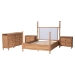 Baxton Studio Aleda 4-Piece Bedroom Set with 2-Drawer Nightstands, Queen, Beech Brown - MG0267-Beige/Beech-Queen 4PC Four Poster Bedroom Set