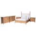 Baxton Studio Aleda 5-Piece Bedroom Set with 2-Drawer Nightstands, King, Beech Brown