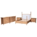 Baxton Studio Aleda 5-Piece Bedroom Set with 2-Drawer Nightstands, King, Beech Brown - MG0267-Beige/Beech-King 5PC Four Poster Bedroom Set