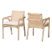 bali & pari Fairmont Natural Rattan Wrapped 2-Piece Dining Armchair Set, Whitewash