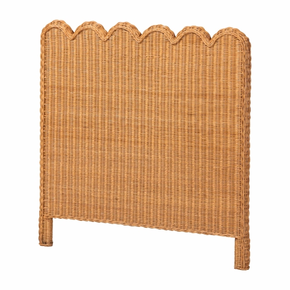 bali & pari Maritza Scalloped Natural Rattan Headboard, Twin, Light Honey