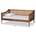Baxton Studio Ogden Mid-Century Modern Walnut Brown Finished Wood and Synthetic Rattan Twin Size Daybed - MG0074-Rattan/Walnut-Daybed