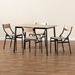 Baxton Studio Carmen Modern and Contemporary Oak Brown Finished Wood and Dark Brown Metal 5-Piece Dining Set - D01309-Oak/Black-5PC Dining Set