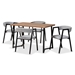 Baxton Studio Delgado Modern and Contemporary Grey Fabric Upholstered and Black Metal 5-Piece Dining Set