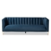 Baxton Studio Maia Contemporary Glam and Luxe Navy Blue Velvet Fabric Upholstered and Gold Finished Metal Sofa - 5016D-Navy Blue Velvet-Sofa