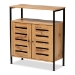 Baxton Studio Vander Modern and Contemporary Oak Brown Finished Wood and Black Metal 2-Door Shoe Cabinet