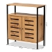 Baxton Studio Vander Modern and Contemporary Oak Brown Finished Wood and Black Metal 2-Door Shoe Cabinet - MP007-Wotan Oak-Shoe Cabinet