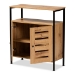 Baxton Studio Vander Modern and Contemporary Oak Brown Finished Wood and Black Metal 2-Door Shoe Cabinet - MP007-Wotan Oak-Shoe Cabinet