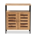 Baxton Studio Vander Modern and Contemporary Oak Brown Finished Wood and Black Metal 2-Door Shoe Cabinet - MP007-Wotan Oak-Shoe Cabinet