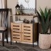 Baxton Studio Vander Modern and Contemporary Oak Brown Finished Wood and Black Metal 2-Door Shoe Cabinet - MP007-Wotan Oak-Shoe Cabinet