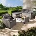 Baxton Studio Darian Modern and Contemporary Grey Fabric Upholstered and Grey Synthetic Rattan 4-Piece Patio Set - MLM-210606-Dark Grey