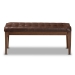 Baxton Studio Walsh Mid-Century Modern Dark Brown Leather-Effect Polyester Fabric Upholstered and Walnut Brown Finished Wood Dining Bench - WM5030-Dark Brown/Walnut