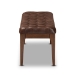 Baxton Studio Walsh Mid-Century Modern Dark Brown Leather-Effect Polyester Fabric Upholstered and Walnut Brown Finished Wood Dining Bench - WM5030-Dark Brown/Walnut