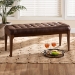 Baxton Studio Walsh Mid-Century Modern Dark Brown Leather-Effect Polyester Fabric Upholstered and Walnut Brown Finished Wood Dining Bench - WM5030-Dark Brown/Walnut