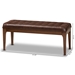 Baxton Studio Walsh Mid-Century Modern Dark Brown Leather-Effect Polyester Fabric Upholstered and Walnut Brown Finished Wood Dining Bench - WM5030-Dark Brown/Walnut