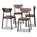 Baxton Studio Ornette Mid-Century Modern Walnut Brown Finished Wood and Black Metal 4-Piece Dining Chair Set