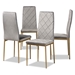 Baxton Studio Blaise Modern Luxe and Glam Grey Velvet Fabric Upholstered and Gold Finished Metal 4-Piece Dining Chair Set