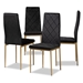 Baxton Studio Blaise Modern Luxe and Glam Black Velvet Fabric Upholstered and Gold Finished Metal 4-Piece Dining Chair Set