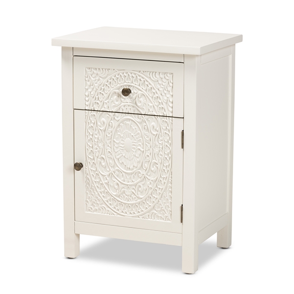Baxton Studio Lambert Classic and Traditional White Finished Wood 1-Drawer Nightstand