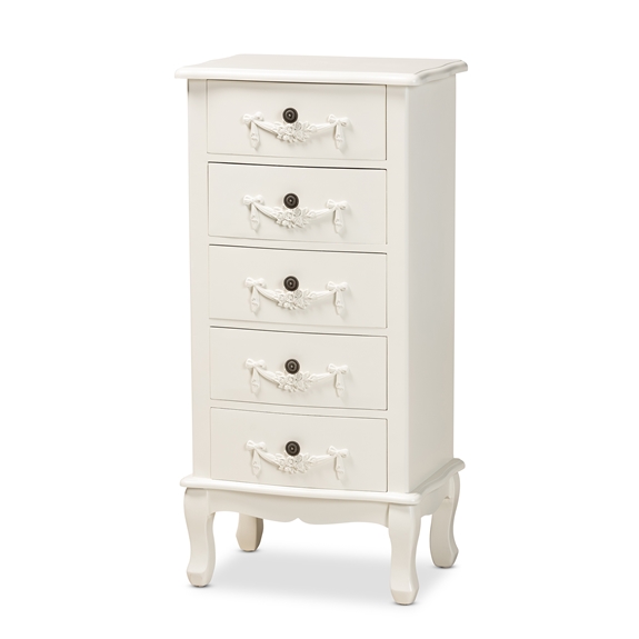Baxton Studio Callen Classic and Traditional White Finished Wood 5-Drawer Chest