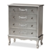 Baxton Studio Callen Classic and Traditional Silver Finished Wood 4-Drawer Storage Cabinet