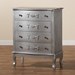 Baxton Studio Callen Classic and Traditional Silver Finished Wood 4-Drawer Storage Cabinet - JY18B026-Silver-4DW-Cabinet