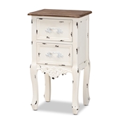 Baxton Studio Levron Classic and Traditional Two-Tone Walnut Brown and Antique White Finished Wood 2-Drawer Nightstand